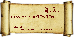 Misolszki Kötöny névjegykártya